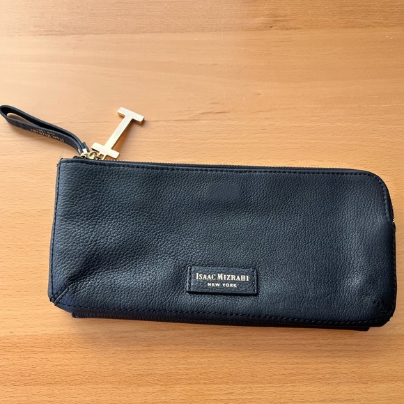 Isaac Mizrahi Reversible Leather Clutch Bag - Black / Blue - Picture 3 of 6